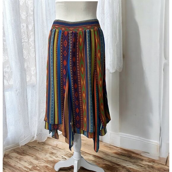 Soft Surroundings Fantasia Rainbow Asymmetrical Handkerchief Hem Artsy Skirt XS - Picture 1 of 8